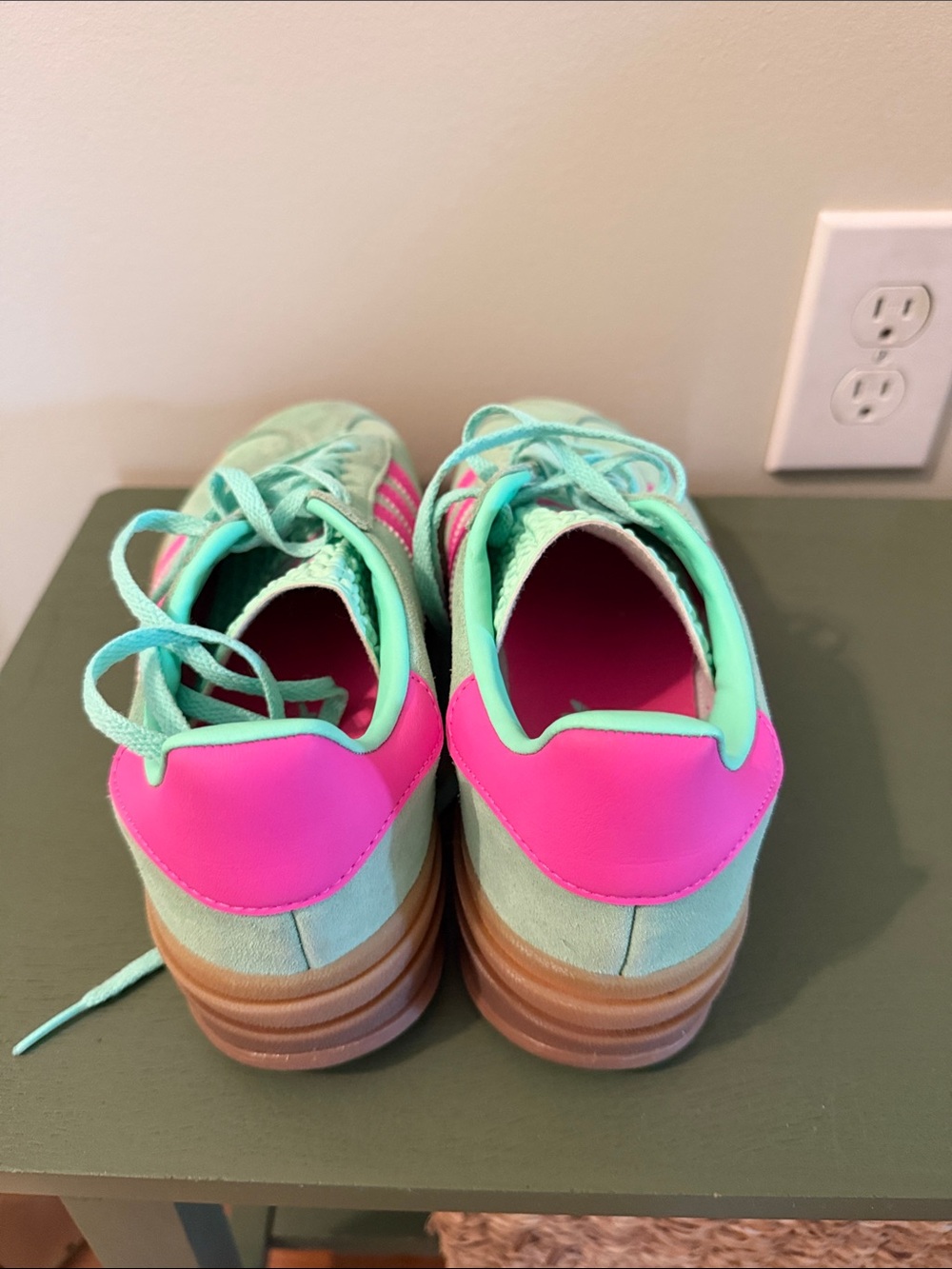 adidas Women’s Mint Green & Hot Pink Gazelles - Picture 3 of 5